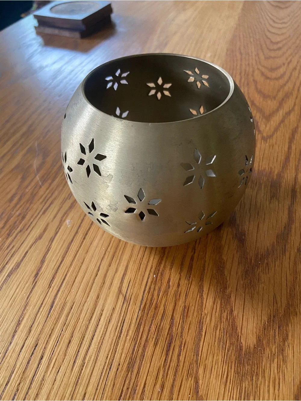 Vintage Crate&Barrel Brass Floral Cutout Votive Holder